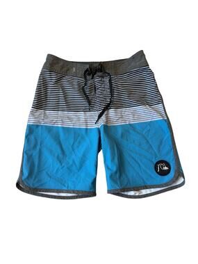 Quiksilver Highline Boardshorts Boys Size 25/10 Blue Striped Swim Trunks